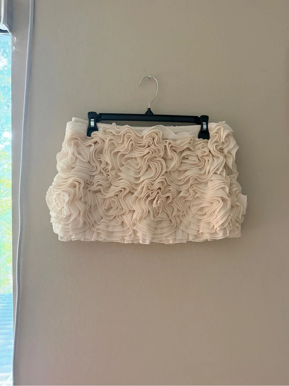 NWT Naked Wardrobe Cream Ruffled Rosette Mini Skirt